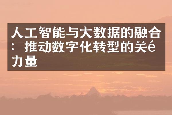 人工智能与大数据的融合：推动数字化转型的关键力量