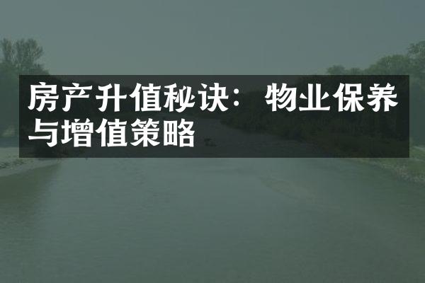 房产升值秘诀：物业保养与增值策略