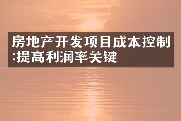 房地产开发项目成本控制:提高利润率关键