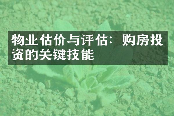 物业估价与评估：购房投资的关键技能