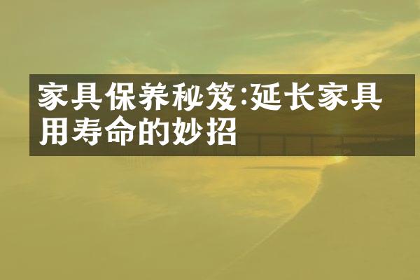 家具保养秘笈:延长家具使用寿命的妙招