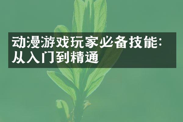 动漫游戏玩家必备技能：从入门到精通