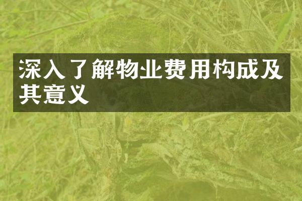 深入了解物业费用构成及其意义