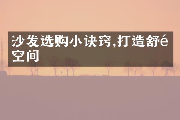 沙发选购小诀窍,打造舒适空间