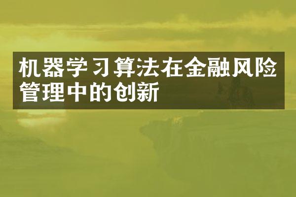 机器学习算法在金融风险管理中的创新