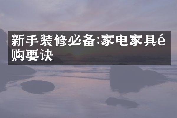 新手装修必备:家电家具选购要诀