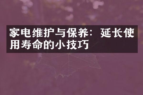 家电维护与保养：延长使用寿命的小技巧