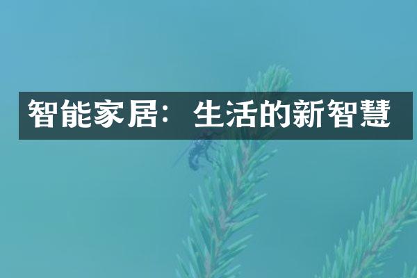 智能家居：生活的新智慧
