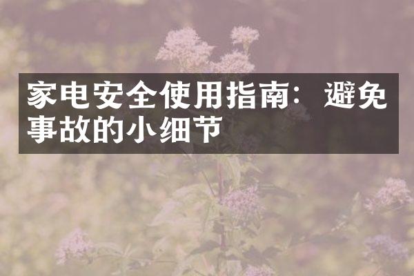 家电安全使用指南：避免事故的小细节