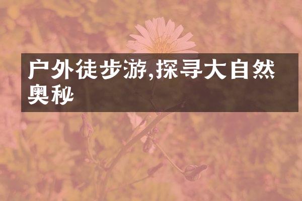 户外徒步游,探寻大自然的奥秘