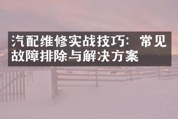 汽配维修实战技巧：常见故障排除与解决方案