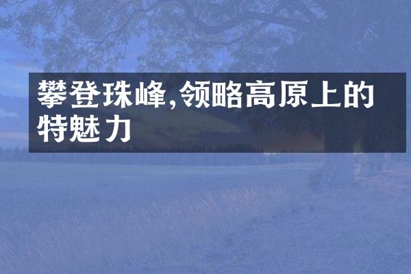 攀登珠峰,领略高原上的独特魅力