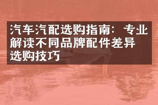 汽车汽配选购指南：专业解读不同品牌配件差异与选购技巧