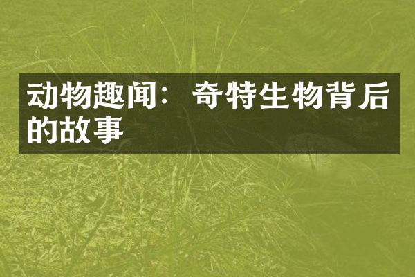 动物趣闻：奇特生物背后的故事