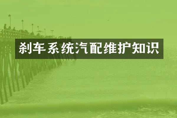 刹车系统汽配维护知识