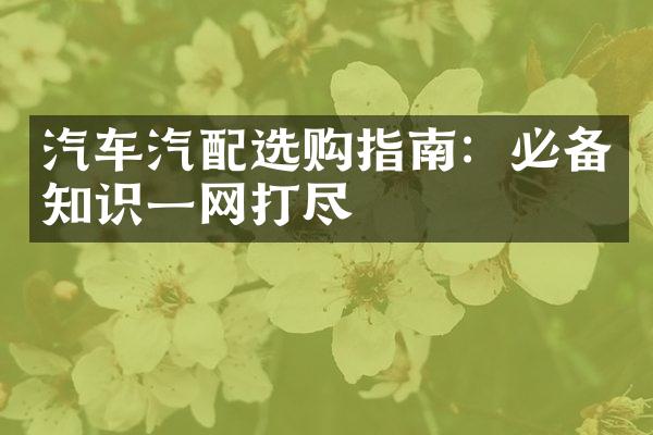 汽车汽配选购指南：必备知识一网打尽