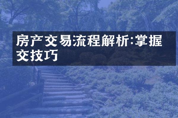 房产交易流程解析:掌握成交技巧