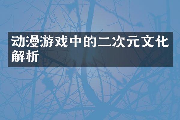 动漫游戏中的二次元文化解析