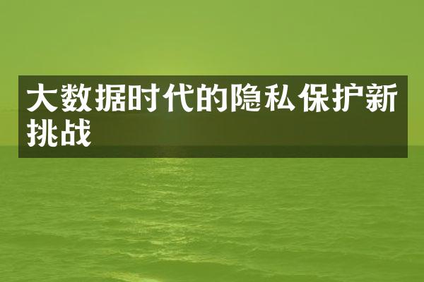 大数据时代的隐私保护新挑战