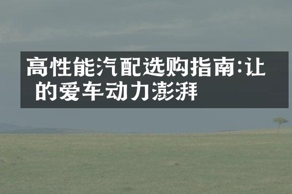 高性能汽配选购指南:让你的爱车动力澎湃