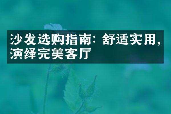 沙发选购指南: 舒适实用,演绎完美客厅