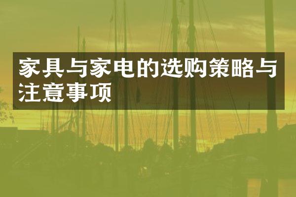 家具与家电的选购策略与注意事项