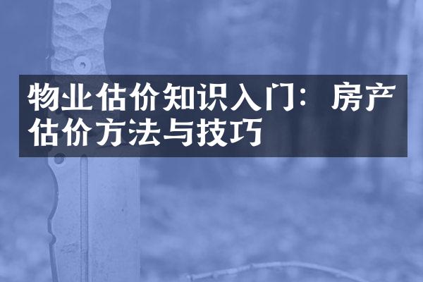 物业估价知识入门：房产估价方法与技巧