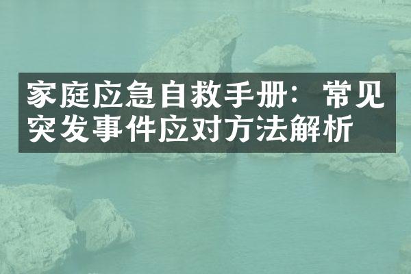 家庭应急自救手册：常见突发事件应对方法解析