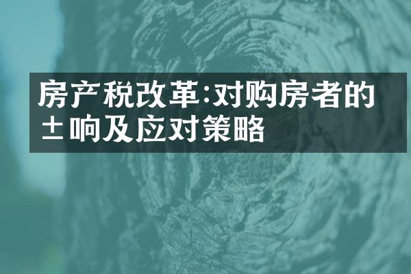 房产税改革:对购房者的影响及应对策略