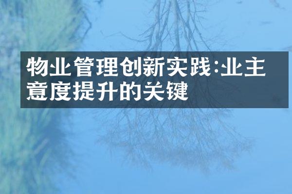 物业管理创新实践:业主满意度提升的关键