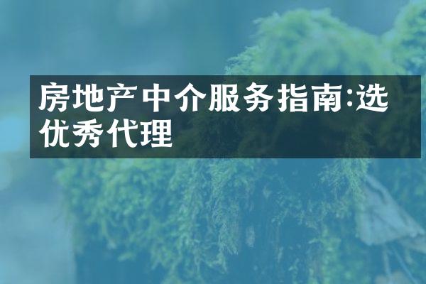 房地产中介服务指南:选择优秀代理