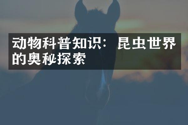 动物科普知识：昆虫世界的奥秘探索