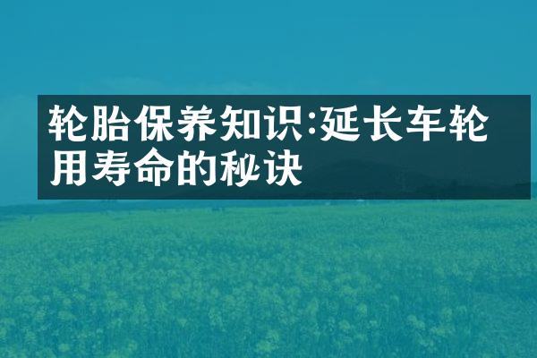 轮胎保养知识:延长车轮使用寿命的秘诀