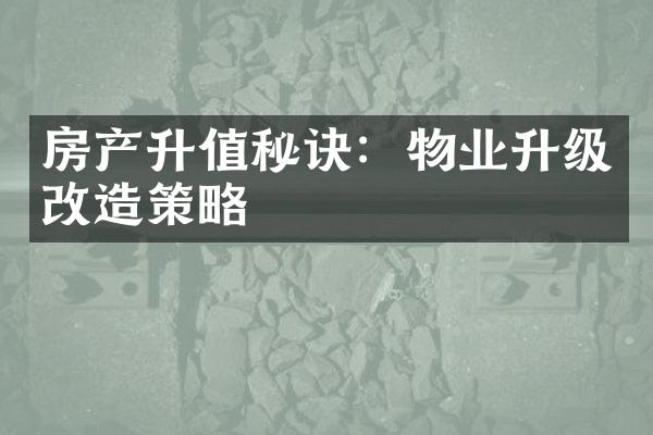 房产升值秘诀：物业升级改造策略