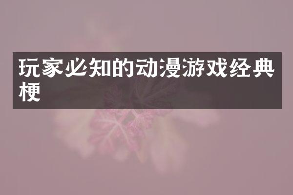 玩家必知的动漫游戏经典梗