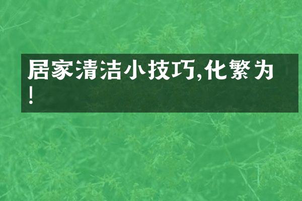 居家清洁小技巧,化繁为简!