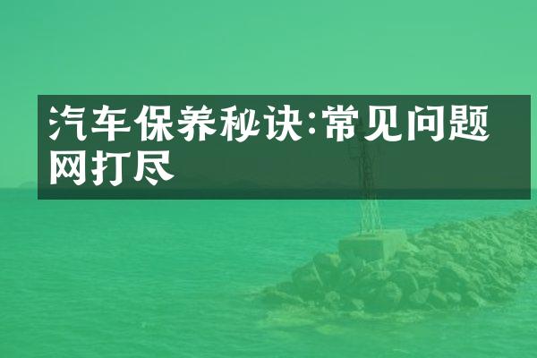 汽车保养秘诀:常见问题一网打尽