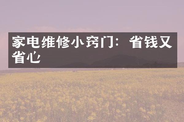家电维修小窍门：省钱又省心