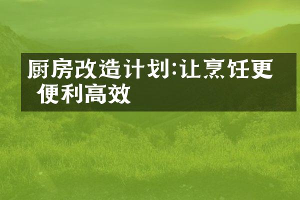 厨房改造计划:让烹饪更加便利高效