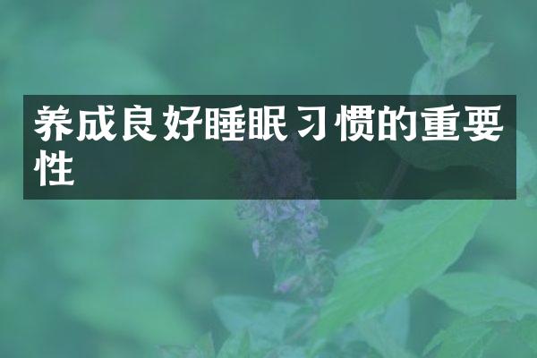 养成良好睡眠习惯的重要性