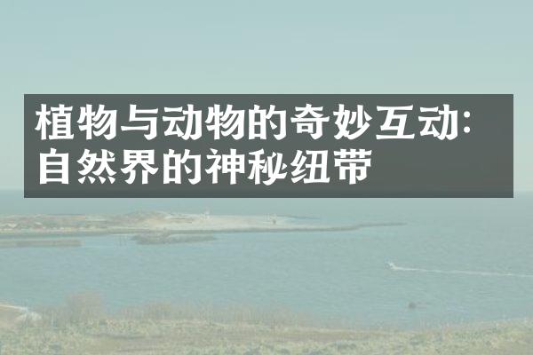 植物与动物的奇妙互动：自然界的神秘纽带