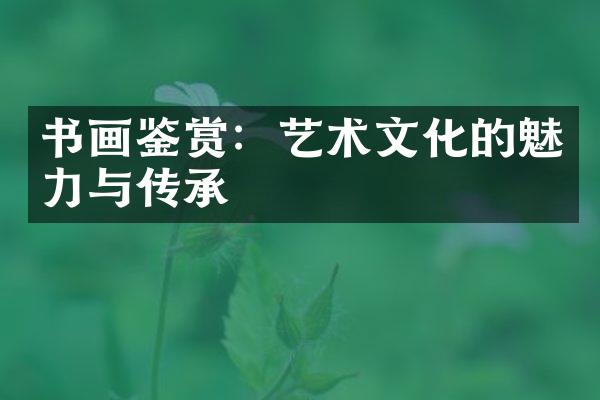 书画鉴赏：艺术文化的魅力与传承