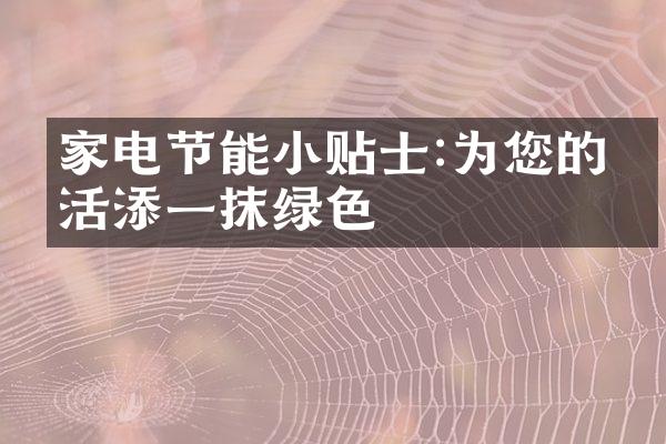 家电节能小贴士:为您的生活添一抹绿色