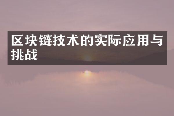 区块链技术的实际应用与挑战