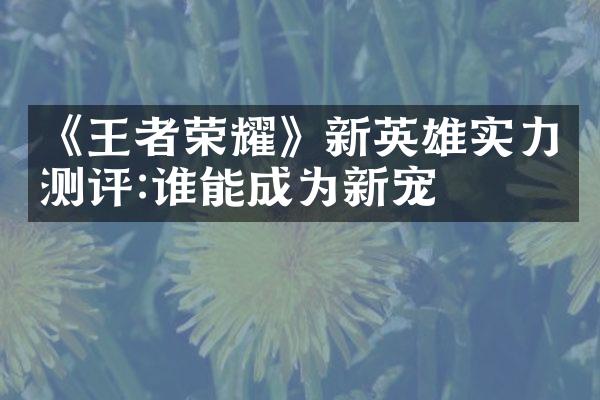 《王者荣耀》新英雄实力测评:谁能成为新宠