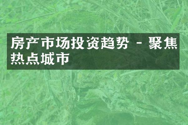 房产市场投资趋势 - 聚焦热点城市