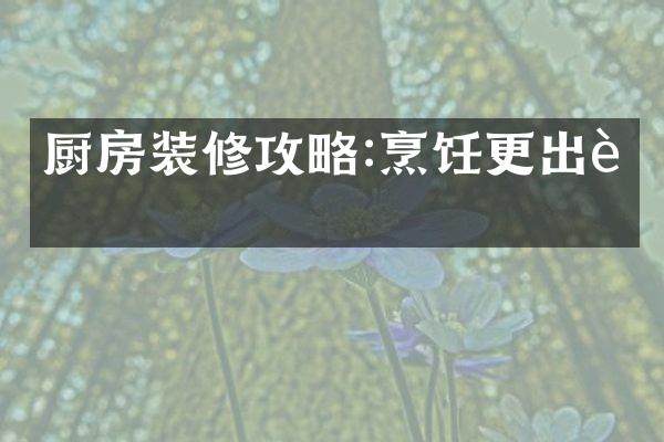 厨房装修攻略:烹饪更出色