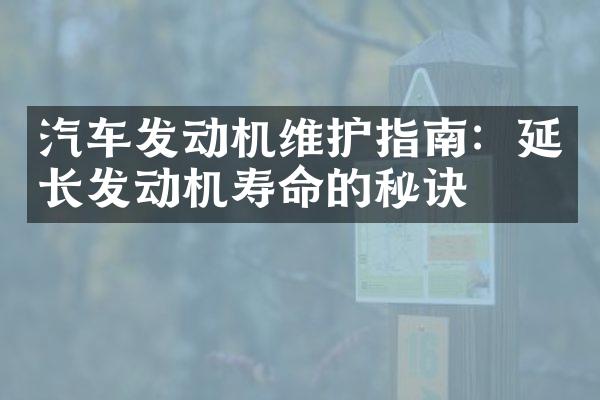 汽车发动机维护指南：延长发动机寿命的秘诀