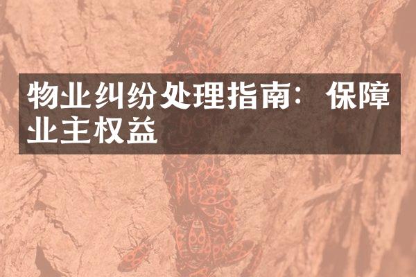 物业纠纷处理指南：保障业主权益
