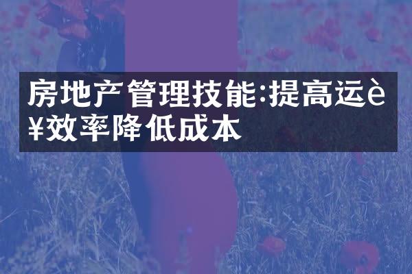 房地产管理技能:提高运营效率降低成本